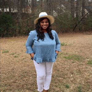 Gap Chambray Ruffle Hem Top